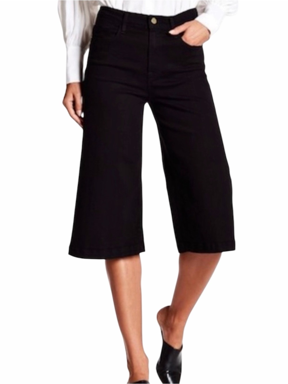 FRAME Denim – Le Palazzo Crop Wide Leg Jeans – Black – Sz. 28